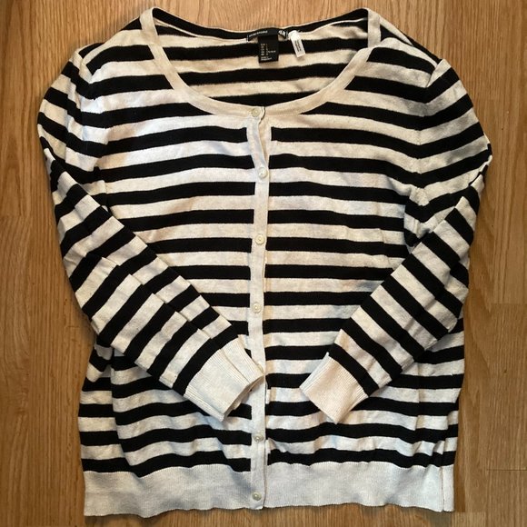 Striped Button-Up Sweater - Picture 1 of 12